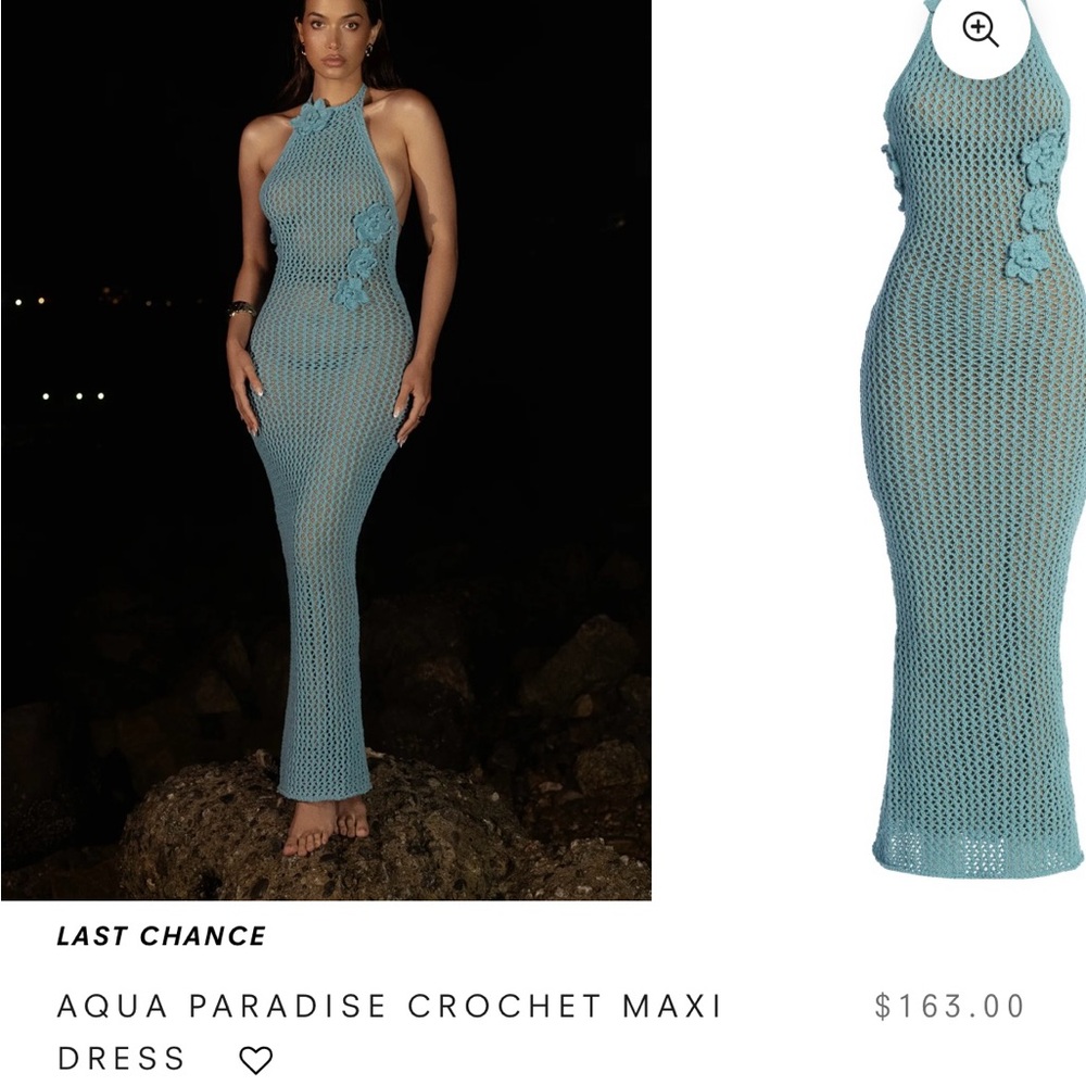 JLUXLABEL Teal Crochet Maxi Dress